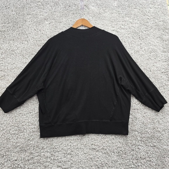 Eileen Fisher Jacket Womens Large Black Asymmetrical Zipper 1/3 Sleeve Stretch - Picture 8 of 12